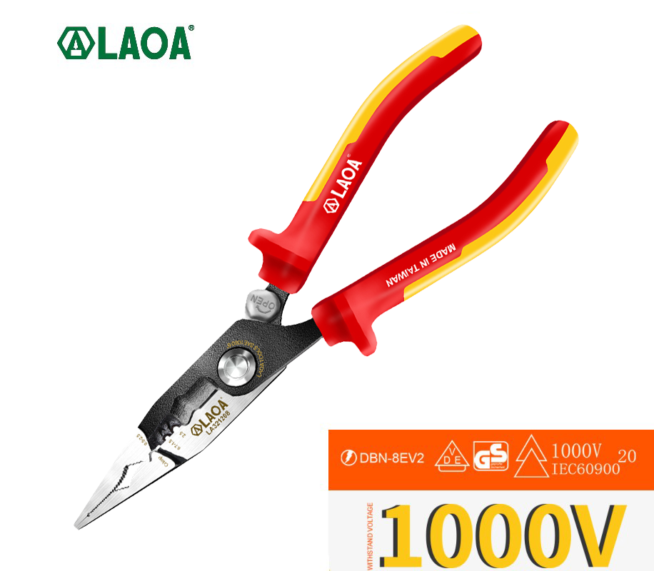 Wire Stripper Cutter - LAOA VDE-tang 8 inch geïsoleerde punttang,