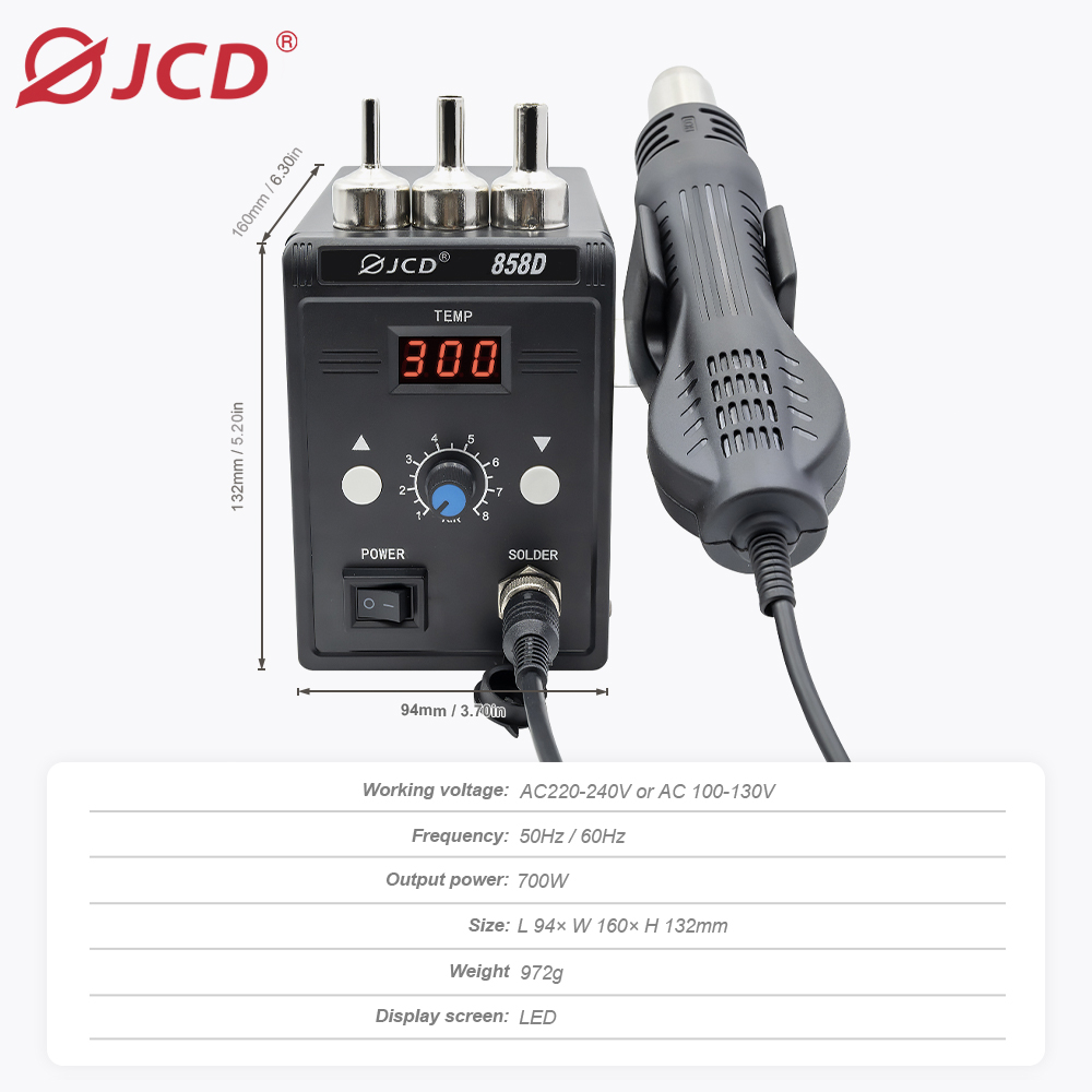 JCD Heteluchtpistool 858D 700W - Smd Solder Paste recensie en prijs